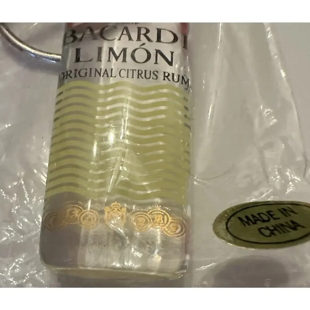 1990s Vintage Promo Keychain Bacardi Limon Original Citrus Rum Lucite Bottle